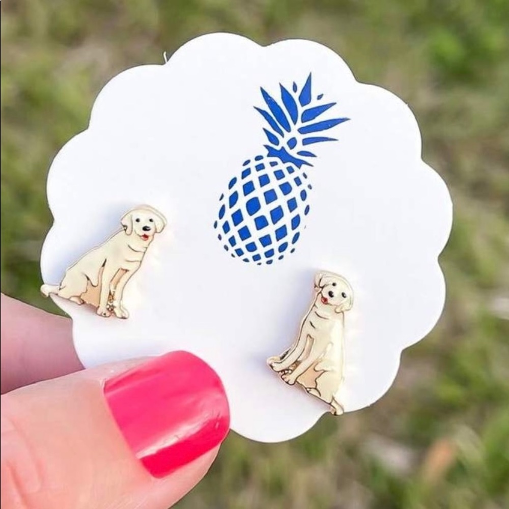 Prep Obsessed Yellow Lab Enamel Stud Earrings